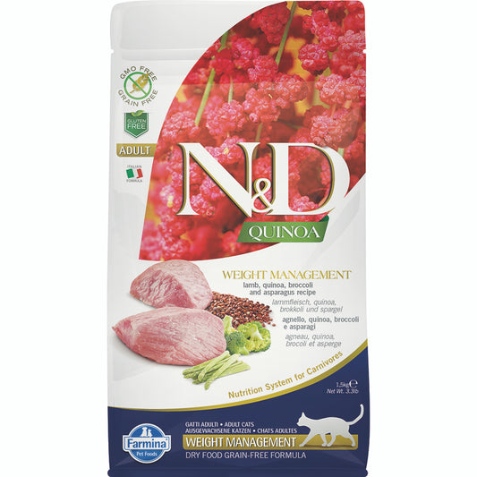 Farmina Natural And Delicious Functional Quinoa Weight Management Lamb Broccoli And Asparagus Dry Cat Food 3.3 Lbs