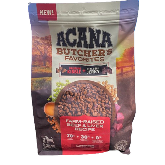 Acana Butchers Favorites Dry Dog Food Farm Raised Beef & Liver recipe 4 Lb