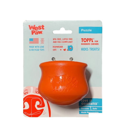 West Paw Toppl Small 3 In Tangerine